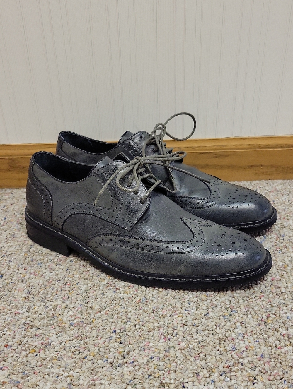 Original Penguin Men's Gray Wingtip Derby Welton Oxfords Sz 10 New Office Church